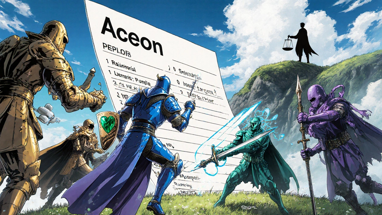 Symbolic battle of blood pressure medications with Aceon as a knight.