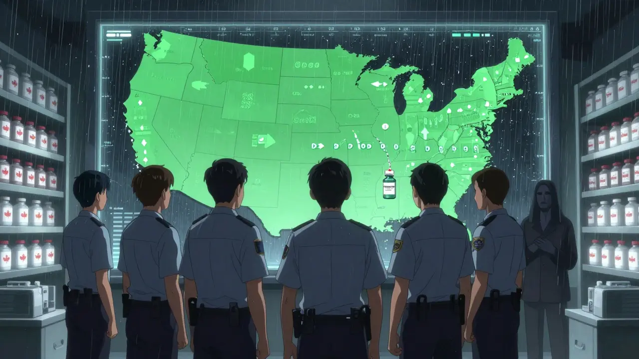 Health Canada officials monitoring stable drug supply chains while U.S. shortages flash as red warnings.