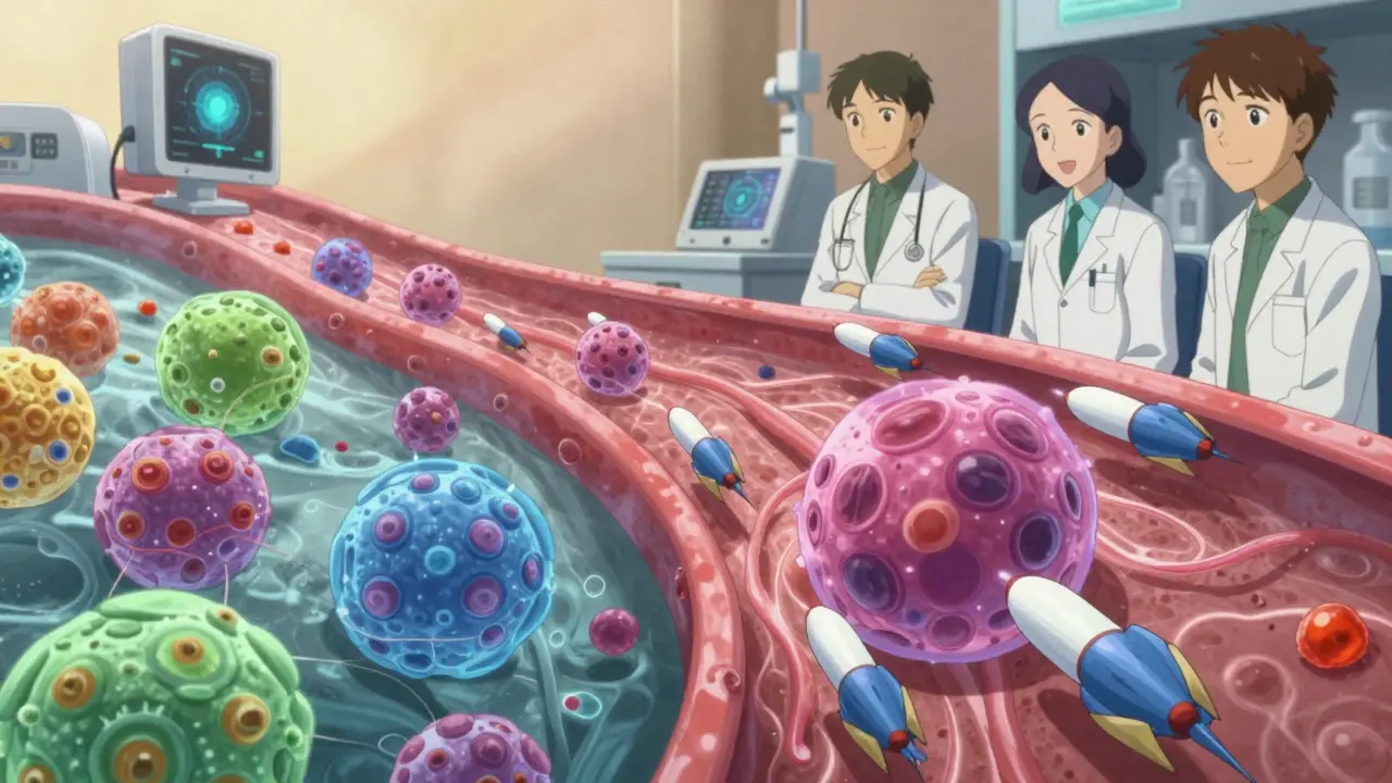 Targeted chemotherapy delivery to cancer cells in artistic style